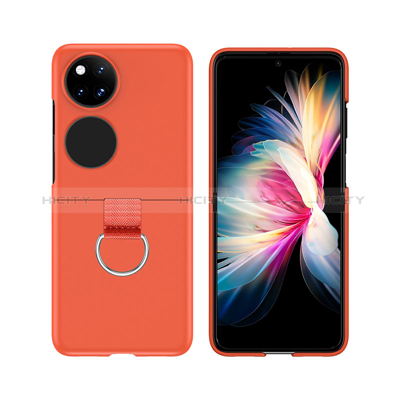 Custodia Plastica Rigida Cover Opaca Fronte e Retro 360 Gradi Z02L per Huawei P60 Pocket Arancione