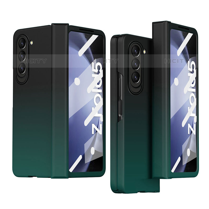 Custodia Plastica Rigida Cover Opaca Fronte e Retro 360 Gradi Z03L per Samsung Galaxy Z Fold5 5G Verde Notte