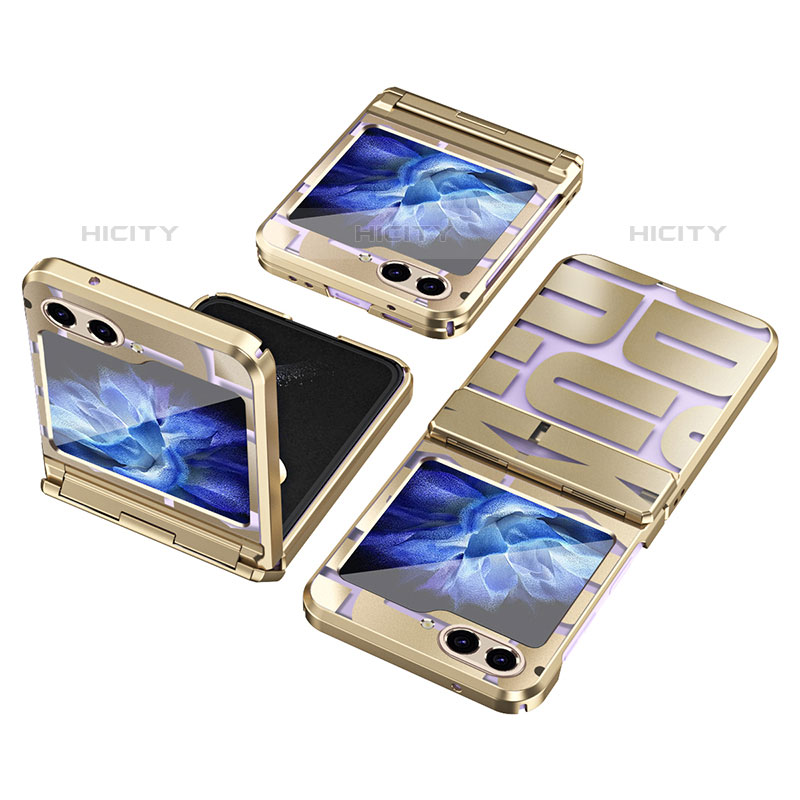 Custodia Plastica Rigida Cover Opaca Fronte e Retro 360 Gradi ZL1 per Samsung Galaxy Z Flip5 5G Oro