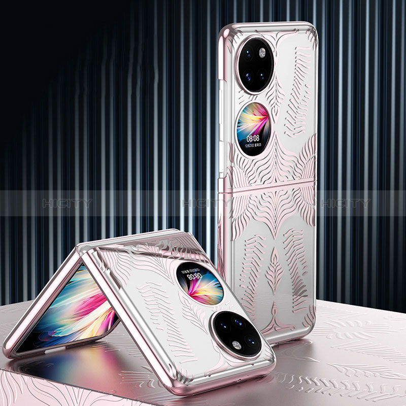 Custodia Plastica Rigida Cover Opaca Fronte e Retro 360 Gradi ZL4 per Huawei Pocket S Oro Rosa