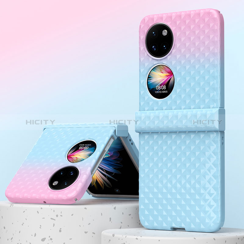 Custodia Plastica Rigida Cover Opaca Fronte e Retro 360 Gradi ZL6 per Huawei P50 Pocket Blu