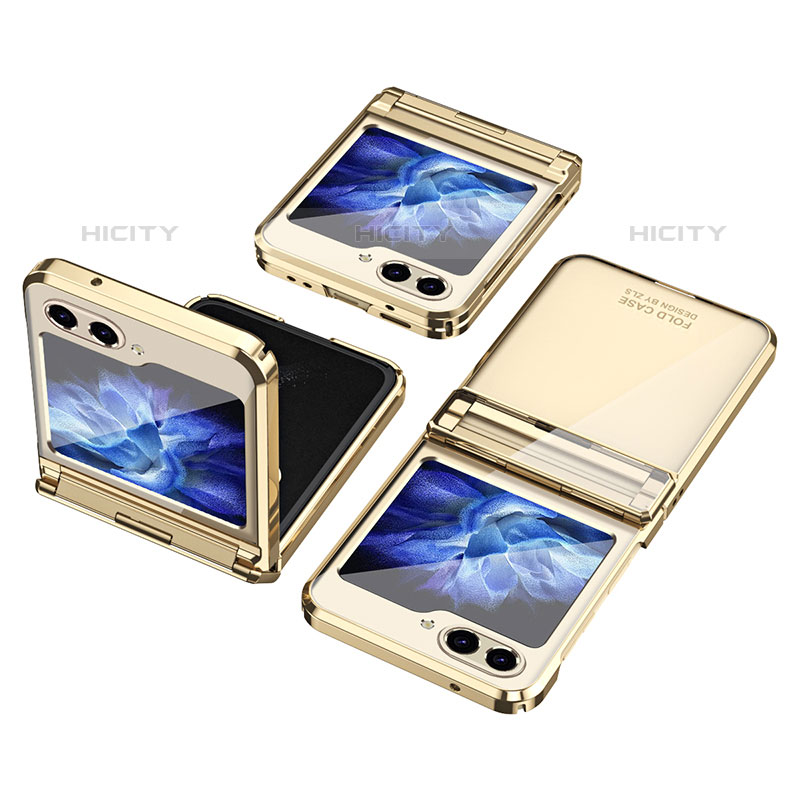 Custodia Plastica Rigida Cover Opaca Fronte e Retro 360 Gradi ZL9 per Samsung Galaxy Z Flip5 5G Oro