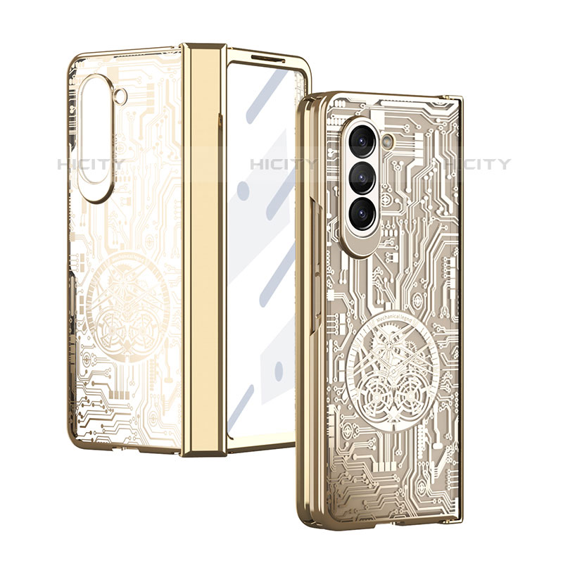 Custodia Plastica Rigida Cover Opaca Fronte e Retro 360 Gradi ZL9 per Samsung Galaxy Z Fold5 5G Oro