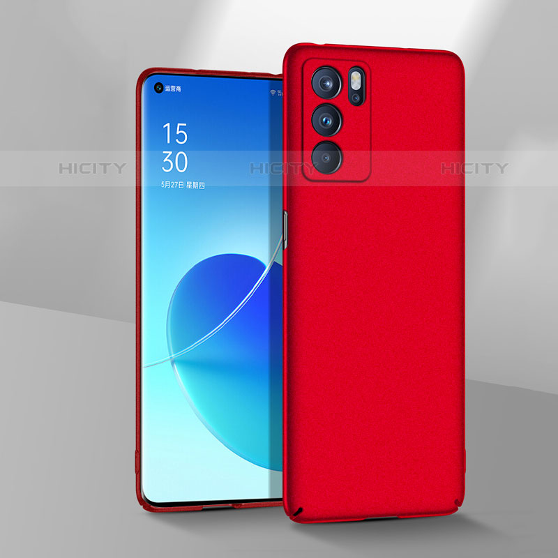 Custodia Plastica Rigida Cover Opaca per Oppo Reno6 Pro 5G India Rosso