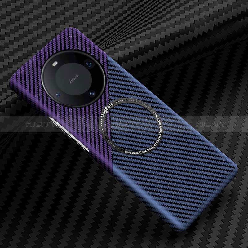 Custodia Plastica Rigida Cover Opaca Spigato con Mag-Safe Magnetic per Huawei Mate 60 Pro Viola e Nero