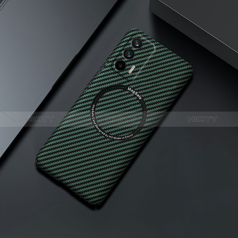 Custodia Plastica Rigida Cover Opaca Spigato con Mag-Safe Magnetic per Realme GT 5G Verde