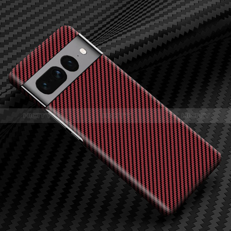 Custodia Plastica Rigida Cover Opaca Spigato per Google Pixel 7 Pro 5G Rosso