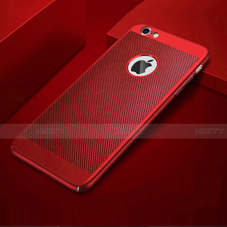 Custodia Plastica Rigida Cover Perforato per Apple iPhone 6 Plus Rosso