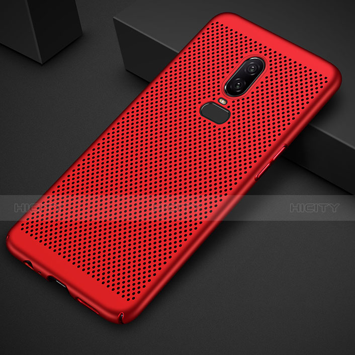 Custodia Plastica Rigida Cover Perforato per OnePlus 6 Rosso