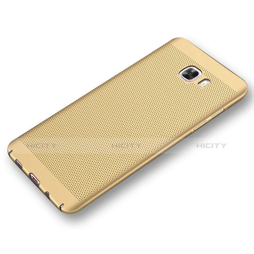 Custodia Plastica Rigida Cover Perforato per Samsung Galaxy C9 Pro C9000 Oro