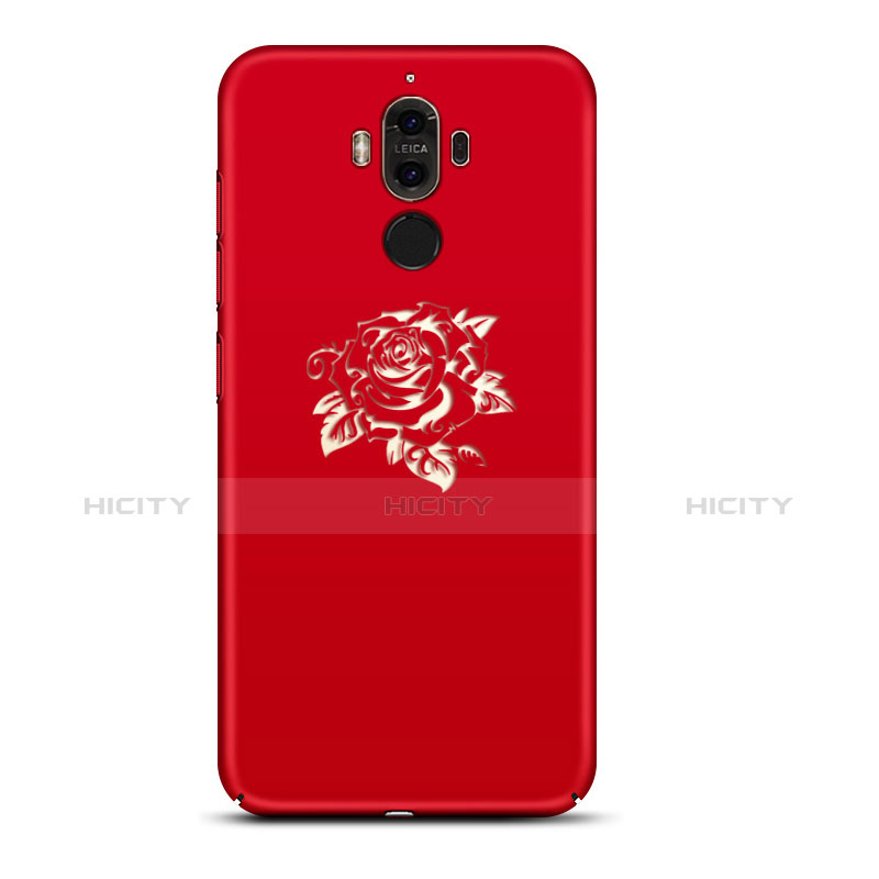 Custodia Plastica Rigida Fiori per Huawei Mate 9 Rosso