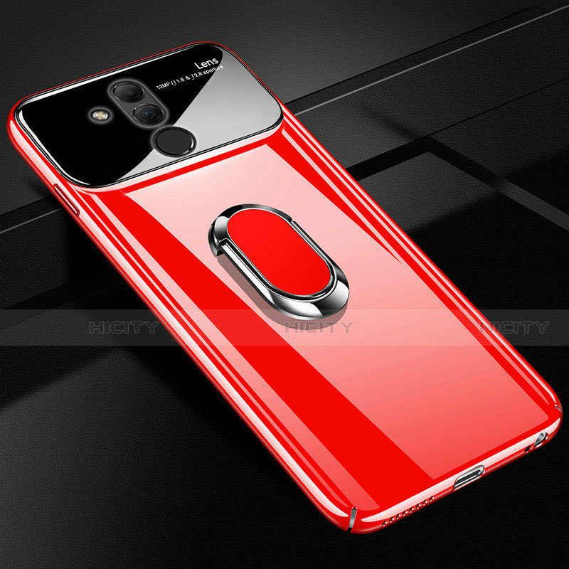 Custodia Plastica Rigida Laterale Cover Opaca 360 Gradi con Magnetico Anello Supporto per Huawei Mate 20 Lite Rosso