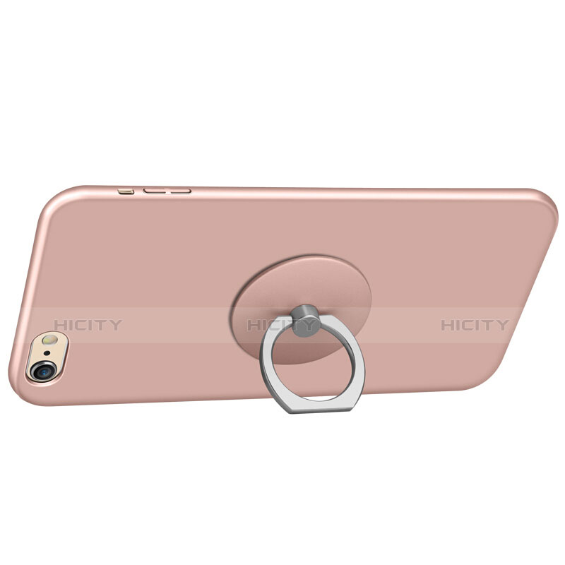 Custodia Plastica Rigida Opaca con Anello Supporto A01 per Apple iPhone 6 Oro Rosa