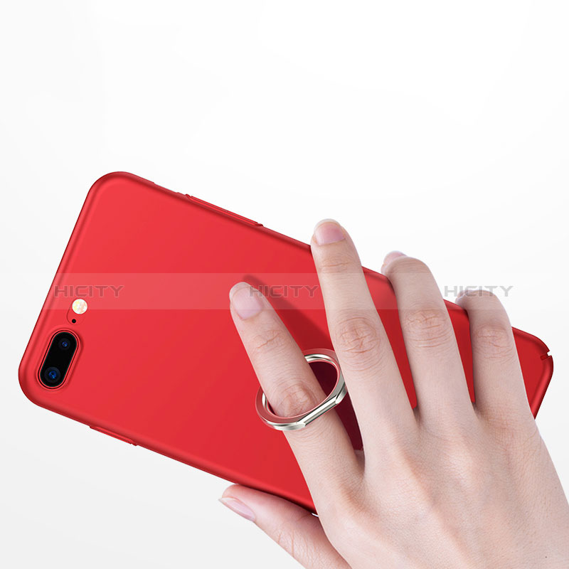 Custodia Plastica Rigida Opaca con Anello Supporto A01 per Apple iPhone 8 Plus Rosso