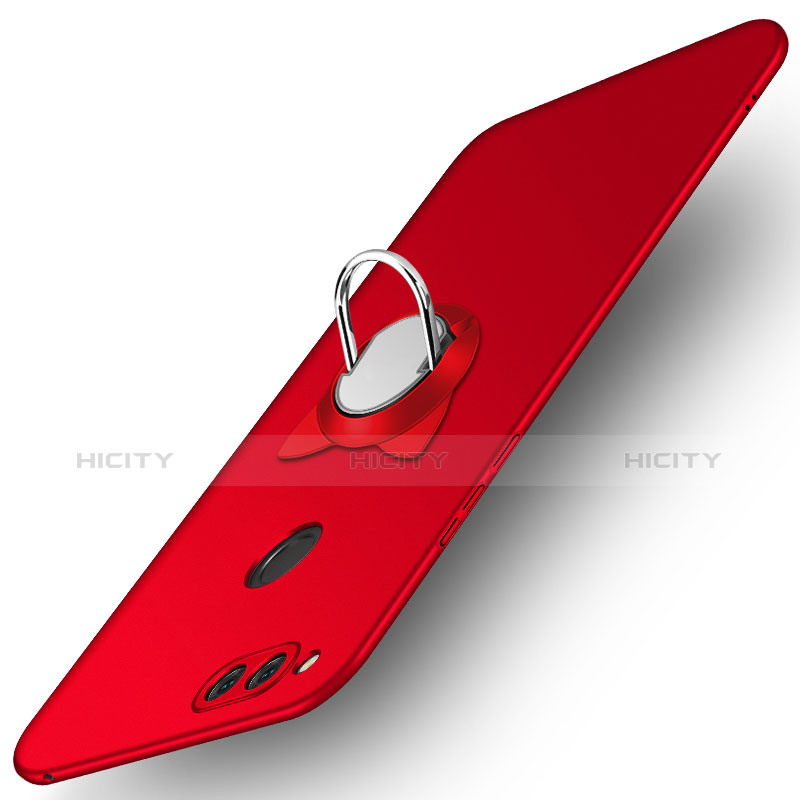 Custodia Plastica Rigida Opaca con Anello Supporto A01 per Huawei Honor 7X Rosso