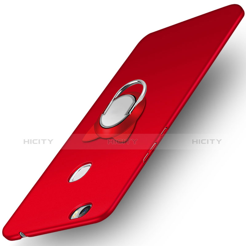 Custodia Plastica Rigida Opaca con Anello Supporto A02 per Huawei Honor Note 8 Rosso