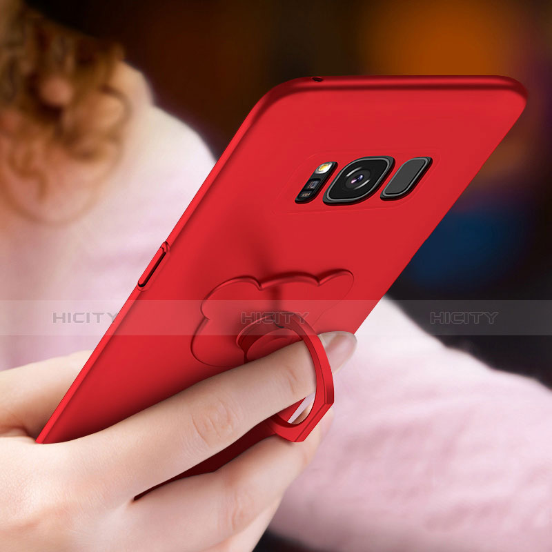 Custodia Plastica Rigida Opaca con Anello Supporto A02 per Samsung Galaxy S8 Rosso