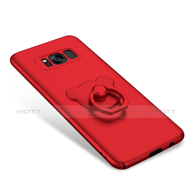 Custodia Plastica Rigida Opaca con Anello Supporto A02 per Samsung Galaxy S8 Rosso