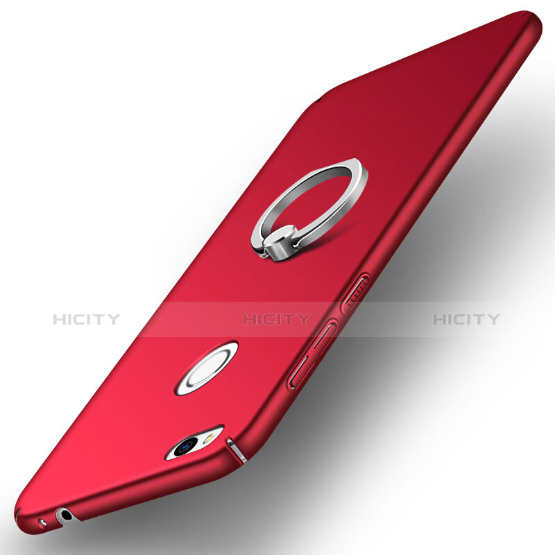 Custodia Plastica Rigida Opaca con Anello Supporto A03 per Huawei P9 Lite (2017) Rosso