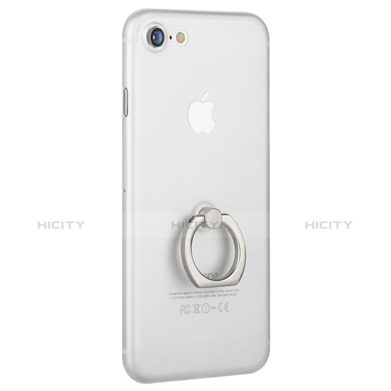 Custodia Plastica Rigida Opaca con Anello Supporto F01 per Apple iPhone 7 Bianco