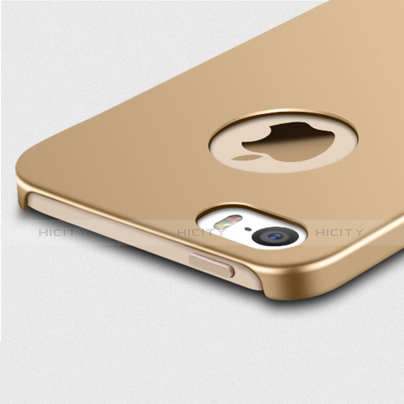 Custodia Plastica Rigida Opaca con Anello Supporto per Apple iPhone 5S Oro