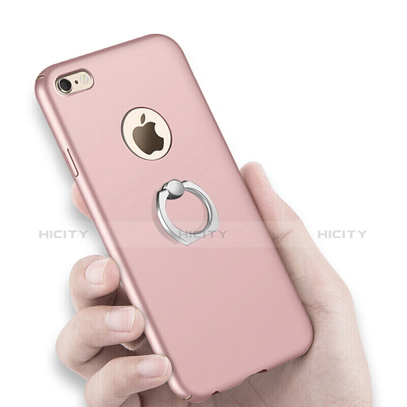 Custodia Plastica Rigida Opaca con Anello Supporto per Apple iPhone 6 Plus Rosa