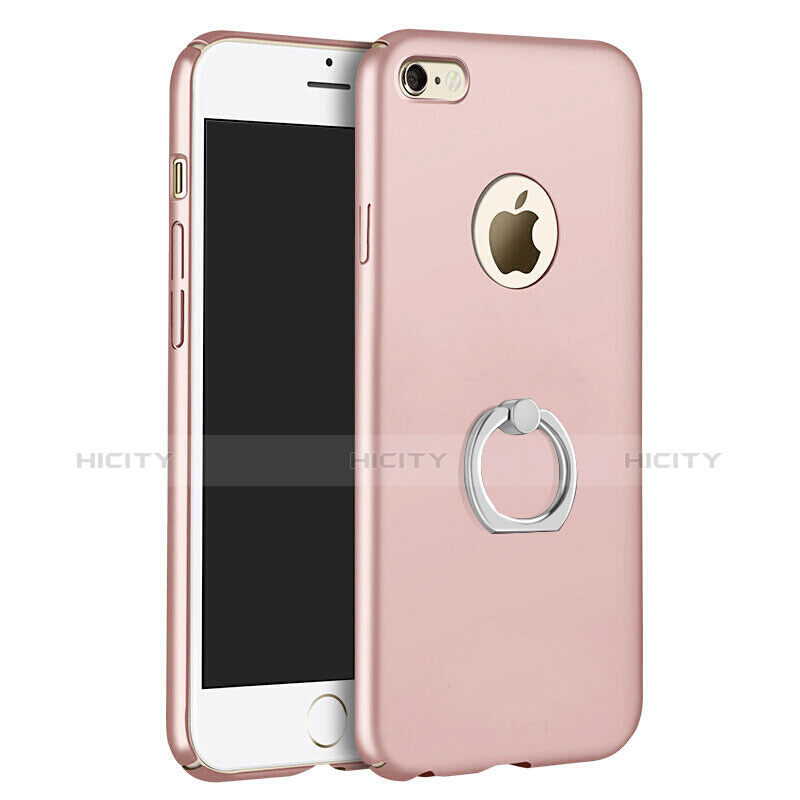 Custodia Plastica Rigida Opaca con Anello Supporto per Apple iPhone 6 Plus Rosa