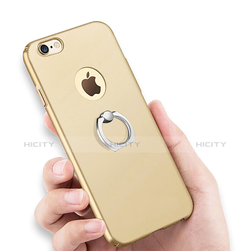 Custodia Plastica Rigida Opaca con Anello Supporto per Apple iPhone 6S Plus Oro