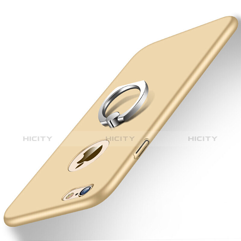 Custodia Plastica Rigida Opaca con Anello Supporto per Apple iPhone 6S Plus Oro