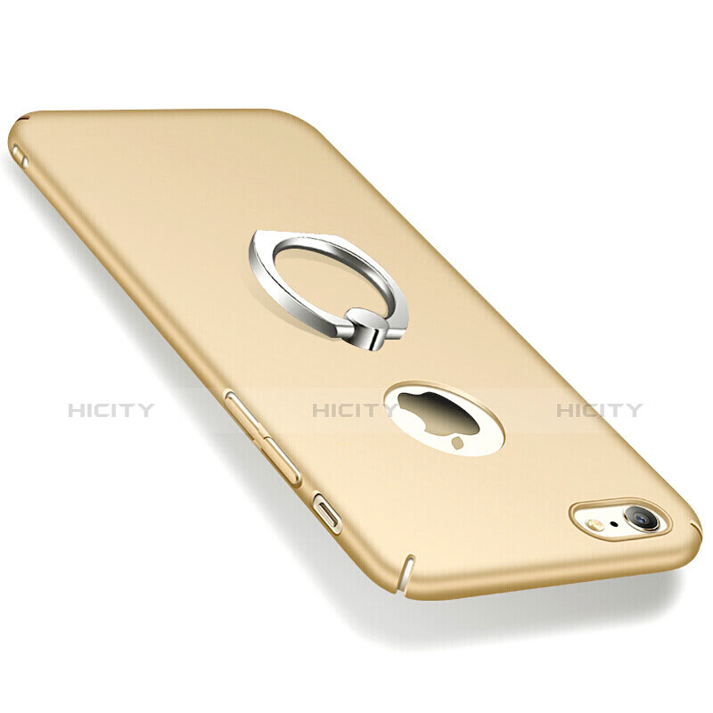 Custodia Plastica Rigida Opaca con Anello Supporto per Apple iPhone 6S Plus Oro