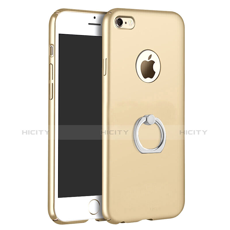 Custodia Plastica Rigida Opaca con Anello Supporto per Apple iPhone 6S Plus Oro