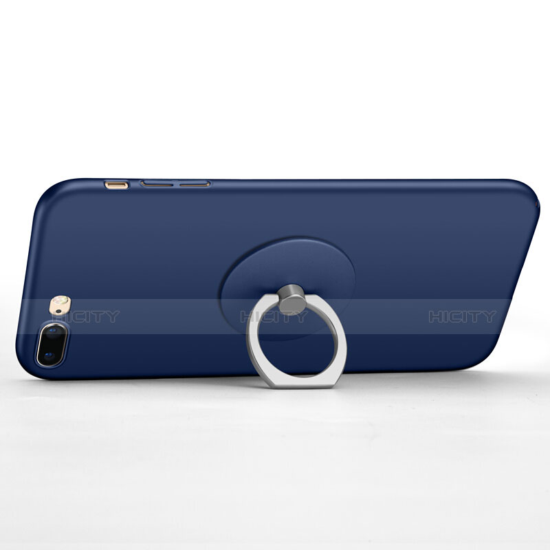 Custodia Plastica Rigida Opaca con Anello Supporto per Apple iPhone 7 Plus Blu