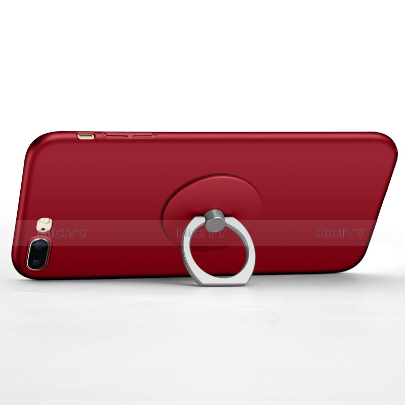 Custodia Plastica Rigida Opaca con Anello Supporto per Apple iPhone 7 Plus Rosso