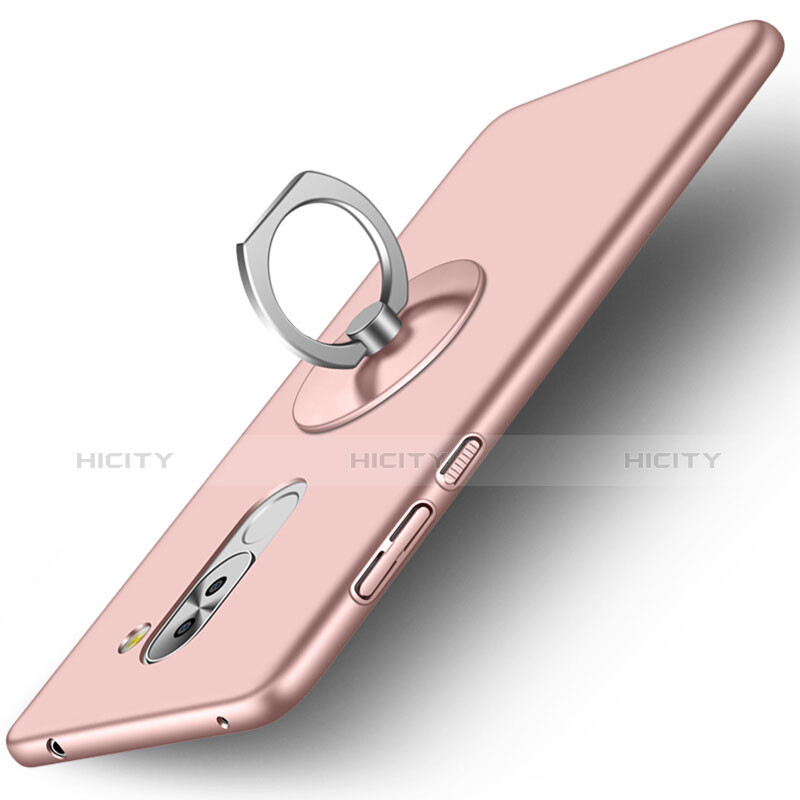 Custodia Plastica Rigida Opaca con Anello Supporto per Huawei GR5 (2017) Oro Rosa