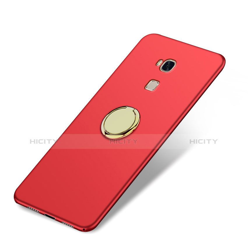 Custodia Plastica Rigida Opaca con Anello Supporto per Huawei Honor 5X Rosso