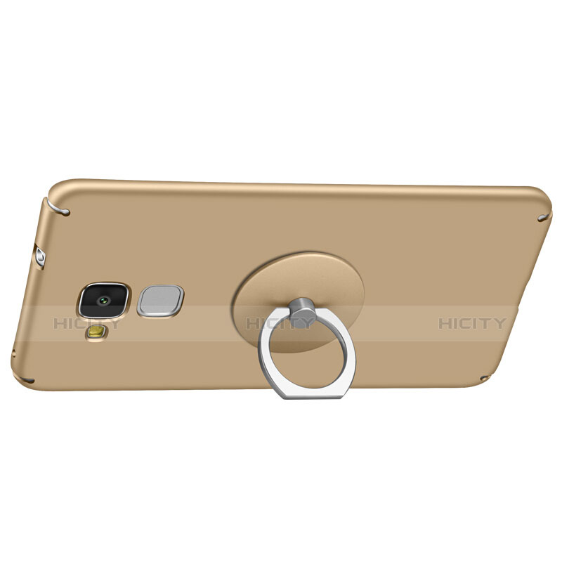 Custodia Plastica Rigida Opaca con Anello Supporto per Huawei Honor 7 Lite Oro