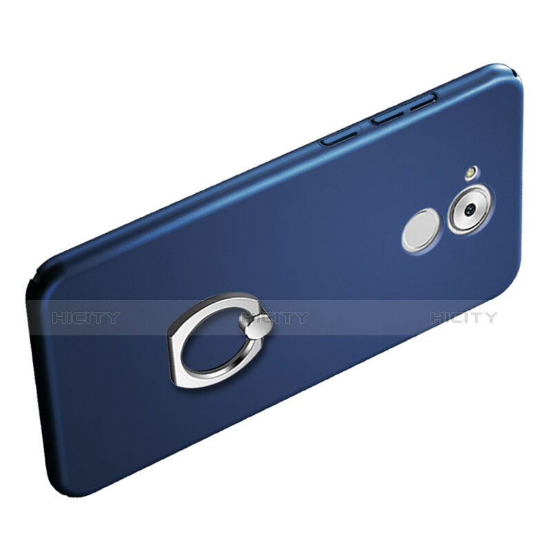 Custodia Plastica Rigida Opaca con Anello Supporto per Huawei Nova Smart Blu