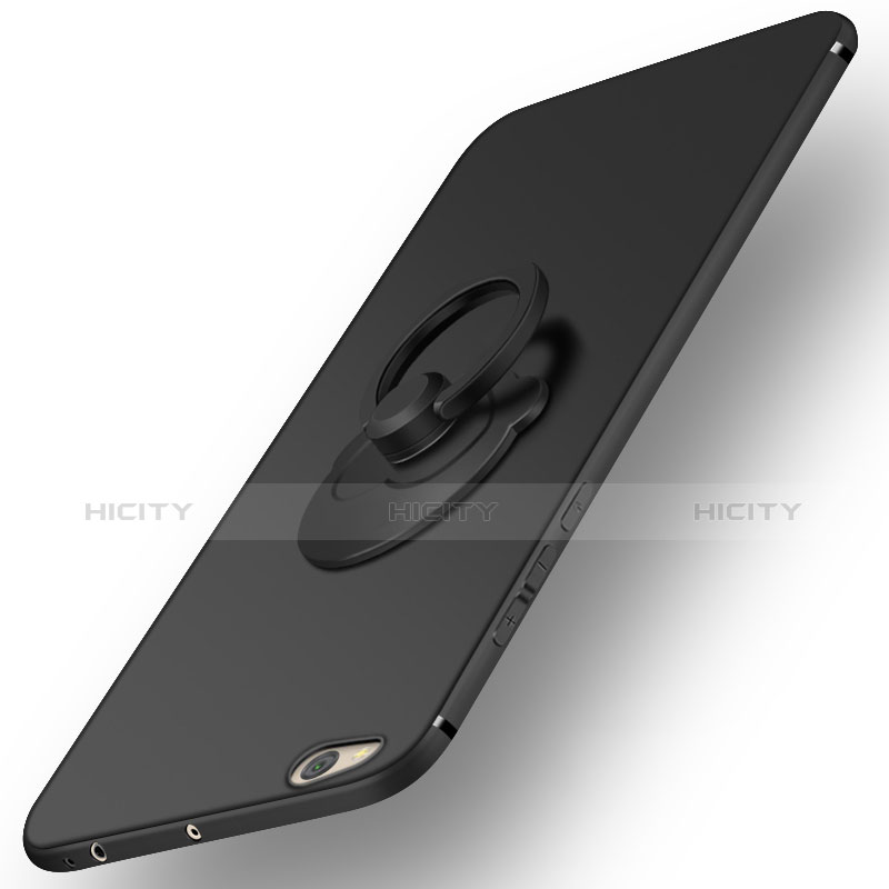 Custodia Plastica Rigida Opaca con Anello Supporto per Xiaomi Mi 5C Nero