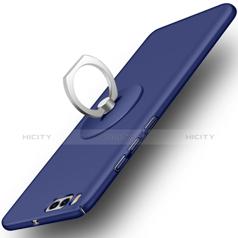 Custodia Plastica Rigida Opaca con Anello Supporto per Xiaomi Mi 6 Blu