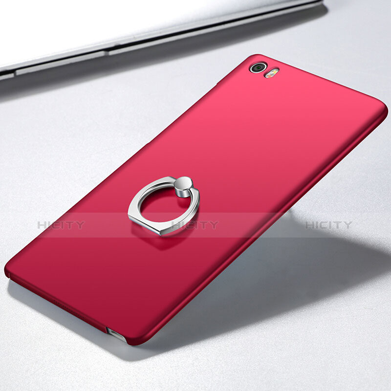 Custodia Plastica Rigida Opaca con Anello Supporto per Xiaomi Mi Note Rosso