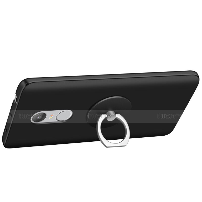 Custodia Plastica Rigida Opaca con Anello Supporto per Xiaomi Redmi Note 4X High Edition Nero