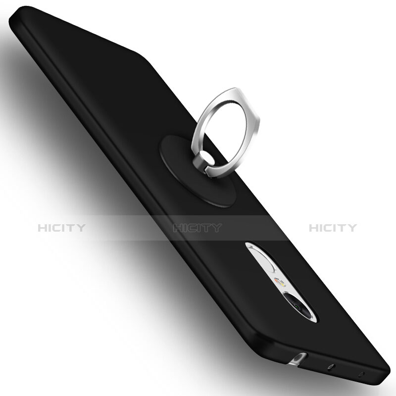 Custodia Plastica Rigida Opaca con Anello Supporto per Xiaomi Redmi Note 4X High Edition Nero