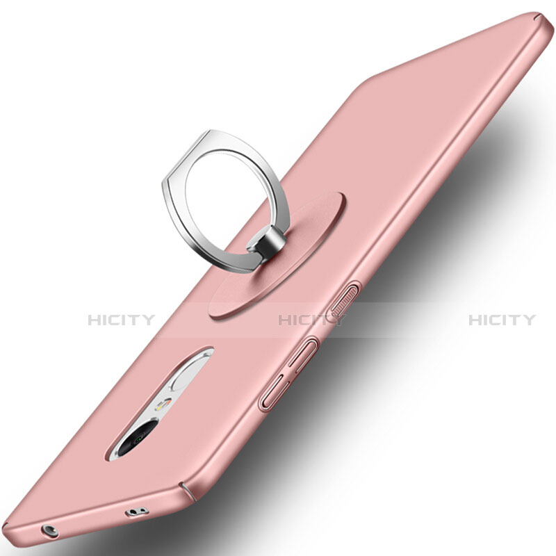 Custodia Plastica Rigida Opaca con Anello Supporto per Xiaomi Redmi Note 4X Oro Rosa