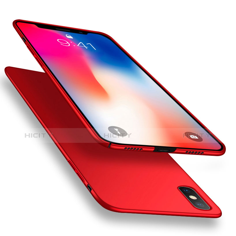 Custodia Plastica Rigida Opaca con Anello Supporto R03 per Apple iPhone X Rosso