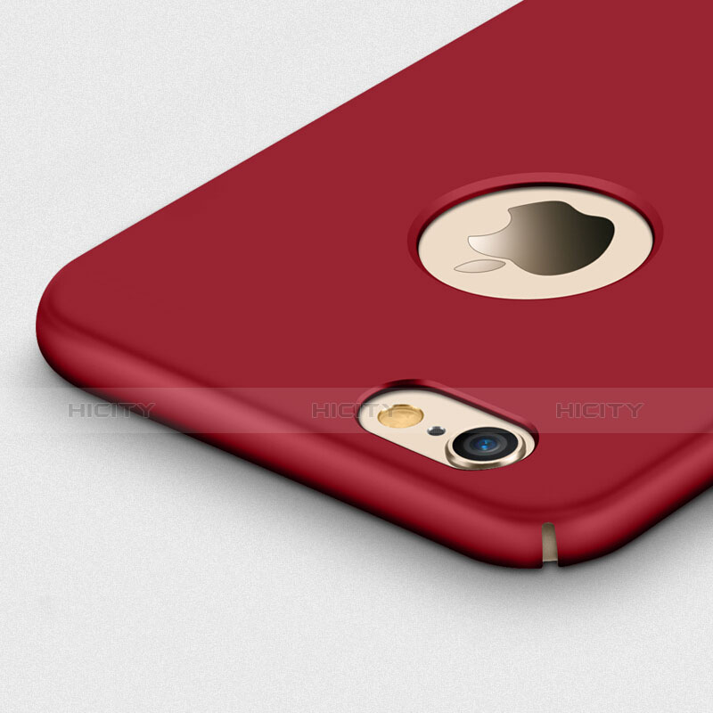 Custodia Plastica Rigida Opaca con Foro e Anello Supporto per Apple iPhone 6 Rosso