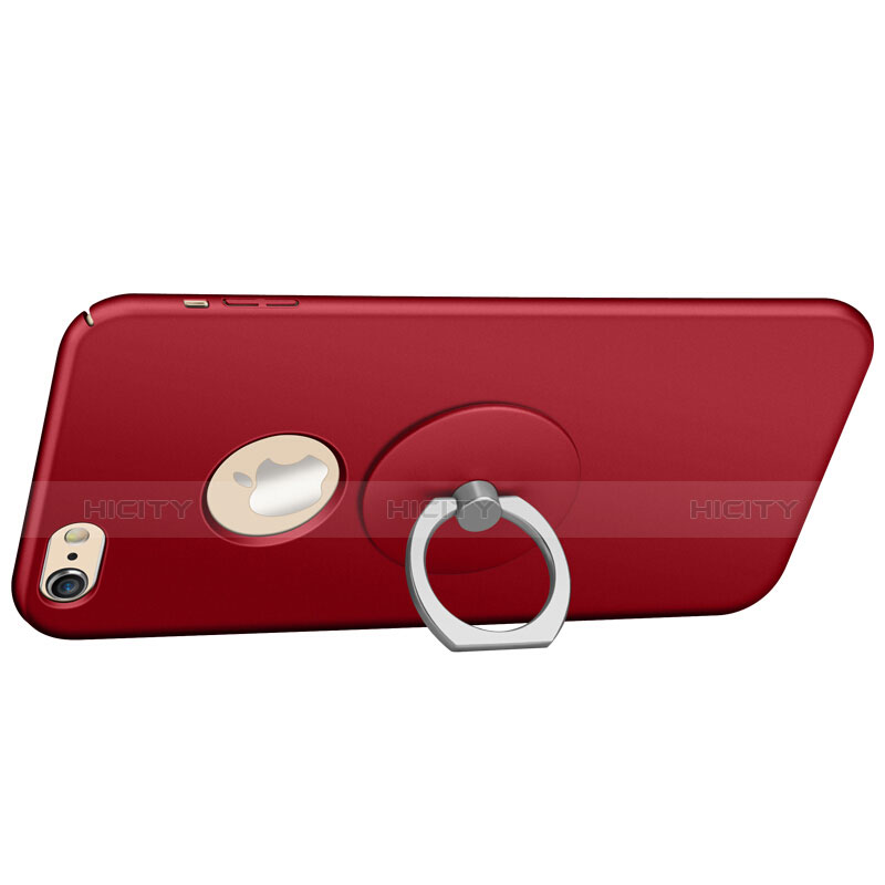 Custodia Plastica Rigida Opaca con Foro e Anello Supporto per Apple iPhone 6 Rosso