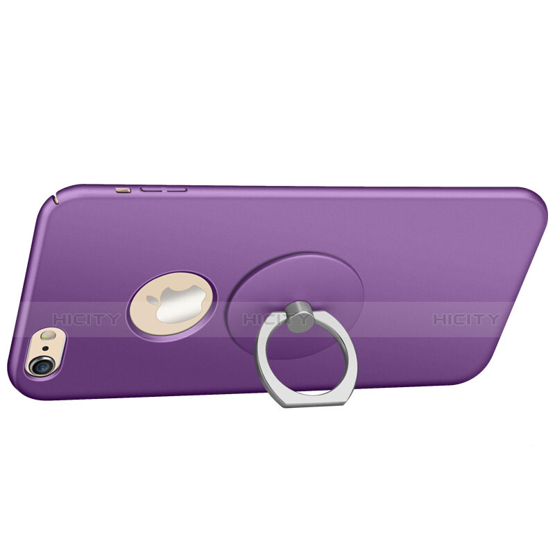 Custodia Plastica Rigida Opaca con Foro e Anello Supporto per Apple iPhone 6 Viola