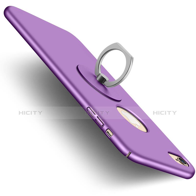 Custodia Plastica Rigida Opaca con Foro e Anello Supporto per Apple iPhone 6S Viola