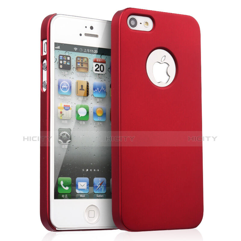 Custodia Plastica Rigida Opaca con Foro per Apple iPhone 5S Rosso