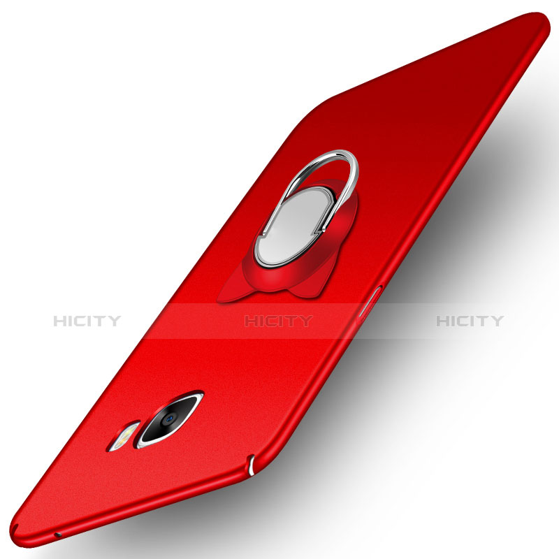 Custodia Plastica Rigida Opaca con Magnetico Anello Supporto per Samsung Galaxy C5 Pro C5010 Rosso